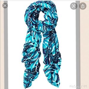Lily Pulitzer scarf in “bright navy I’m game”